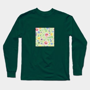 watercolor summer flowers Long Sleeve T-Shirt